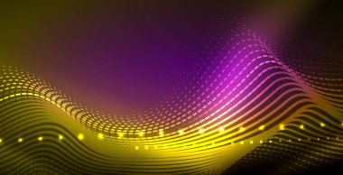 Koyu, parlak hareket, sihirli alan ışık parlayan soyut dalga. Techno arka plan