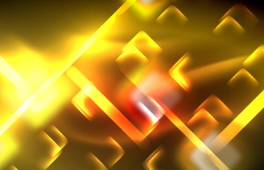 Neon parlayan techno hatları, yüksek teknoloji fütüristik arka plan şablonu kare şekilleri ile