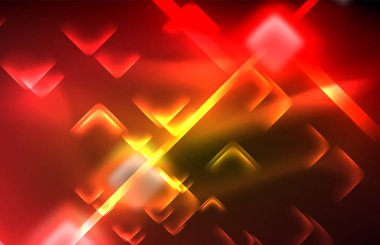 Siyah Neon parlak ışık hatları, techno modern şablon