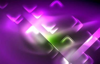 Siyah Neon parlak ışık hatları, techno modern şablon