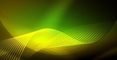 Koyu, parlak hareket, sihirli alan ışık parlayan soyut dalga. Techno arka plan