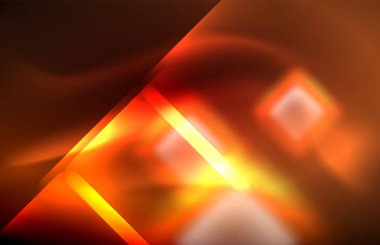 Neon parlayan techno hatları, yüksek teknoloji fütüristik arka plan şablonu kare şekilleri ile