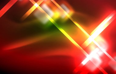 Siyah Neon parlak ışık hatları, techno modern şablon