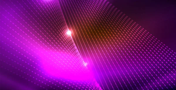 Couleur néon lumières avec vagues fond abstrait — Image vectorielle