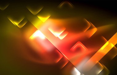 Siyah Neon parlak ışık hatları, techno modern şablon