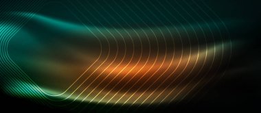 Neon parlayan elemanları, parlak hareket konsepti ile koyu arka plan