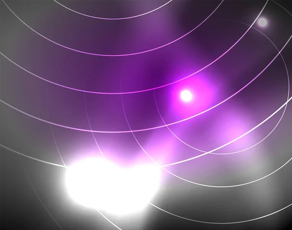 ネオンカラーの光光抽象的な背景を持つ暗い空間 — ストックベクタ