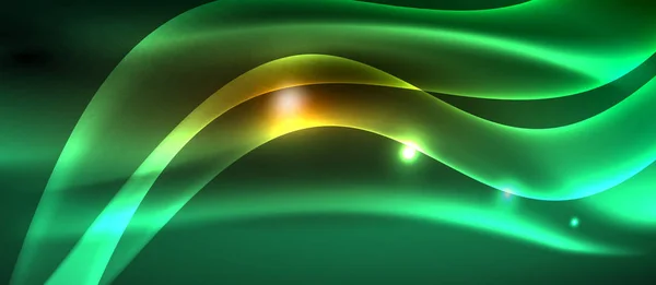 Neon glänzendes Licht glühende Wellenlinien — Stockvektor