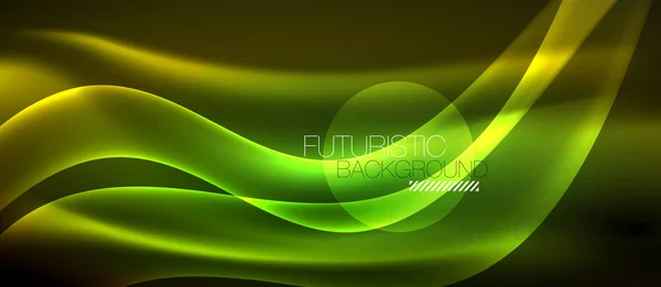 Sinar neon berkilau gelombang garis - Stok Vektor