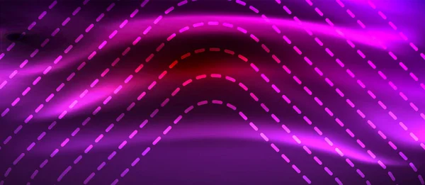 Neon Glowing techno lines, hi-tech futuristic abstrak background template dengan bentuk persegi - Stok Vektor