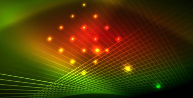 Neon parlayan dalga, sihirli enerji ve ışık arka plan