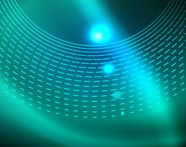 Mavi Neon çemberler, soyut dairesel çizgiler. Parlayan daire soyut desen arka plan