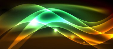 Neon parlak ışık parlayan dalga hatları
