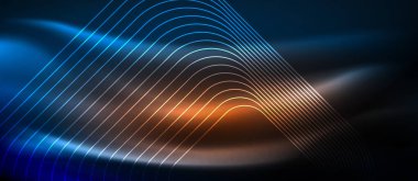 Neon parlayan techno hatları, yüksek teknoloji fütüristik arka plan şablonu kare şekilleri ile