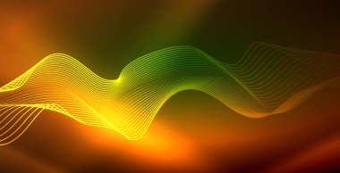 Koyu, parlak hareket, sihirli alan ışık parlayan soyut dalga. Techno arka plan