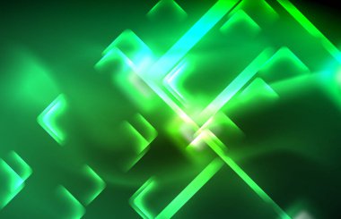 Siyah Neon parlak ışık hatları, techno modern şablon