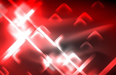 Bulanık efektler ile koyu arka planda Neon kare ve hat ışıkları