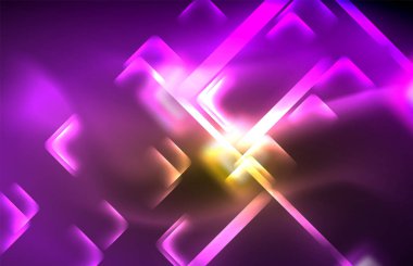 Siyah Neon parlak ışık hatları, techno modern şablon