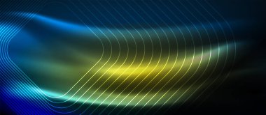 Neon parlayan techno hatları, yüksek teknoloji fütüristik arka plan şablonu kare şekilleri ile