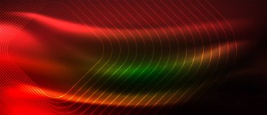 Neon parlayan elemanları, parlak hareket konsepti ile koyu arka plan