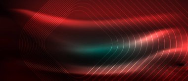 Neon parlayan elemanları, parlak hareket konsepti ile koyu arka plan