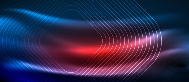 Neon parlayan techno hatları, yüksek teknoloji fütüristik arka plan şablonu kare şekilleri ile