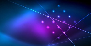Neon parlayan techno hatları, mavi Hi-Tech futuristik soyut arka plan ışık ile şablon