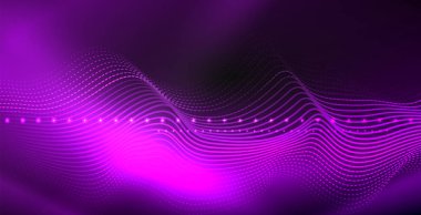 Koyu, parlak hareket, sihirli alan ışık parlayan soyut dalga. Techno arka plan