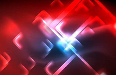 Neon parlayan techno hatları, yüksek teknoloji fütüristik arka plan şablonu kare şekilleri ile