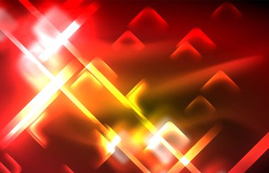 Siyah Neon parlak ışık hatları, techno modern şablon