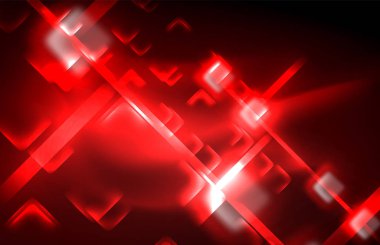 Neon parlayan techno hatları, yüksek teknoloji fütüristik arka plan şablonu kare şekilleri ile