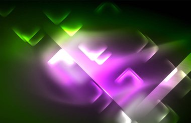 Siyah Neon parlak ışık hatları, techno modern şablon