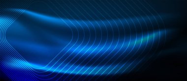 Neon parlayan techno hatları, yüksek teknoloji fütüristik arka plan şablonu kare şekilleri ile