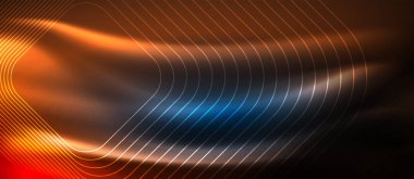 Neon parlayan techno hatları, yüksek teknoloji fütüristik arka plan şablonu kare şekilleri ile