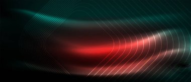 Neon parlayan elemanları, parlak hareket konsepti ile koyu arka plan