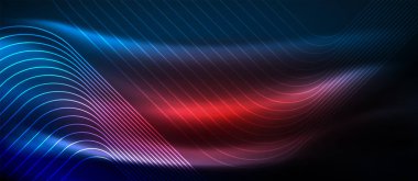 Neon parlayan techno hatları, yüksek teknoloji fütüristik arka plan şablonu kare şekilleri ile