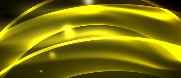 Neon brilhante luz brilhante linhas de onda —  Vetores de Stock
