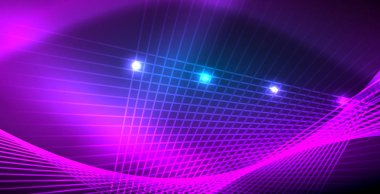 Neon parlayan techno hatları, mavi Hi-Tech futuristik soyut arka plan ışık ile şablon