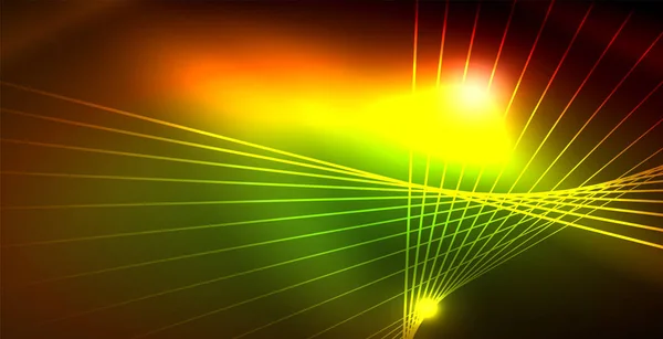 Färg neonljus med vågor abstrakt bakgrund — Stock vektor
