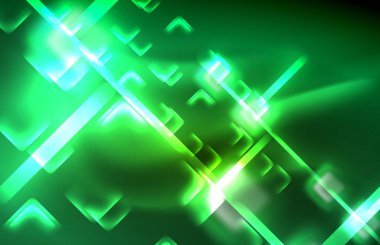 Siyah Neon parlak ışık hatları, techno modern şablon