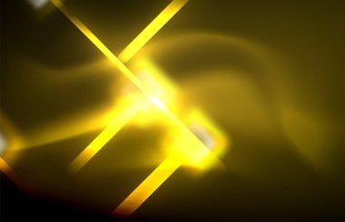 Siyah Neon parlak ışık hatları, techno modern şablon