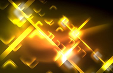 Siyah Neon parlak ışık hatları, techno modern şablon