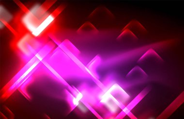 Neon parlayan techno hatları, yüksek teknoloji fütüristik arka plan şablonu kare şekilleri ile