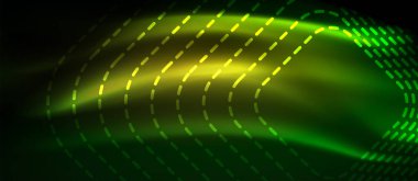 Neon parlayan elemanları, parlak hareket konsepti ile koyu arka plan