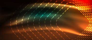 Neon parlayan elemanları, parlak hareket konsepti ile koyu arka plan