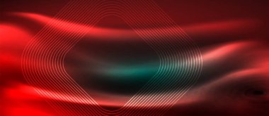 Neon parlayan elemanları, parlak hareket konsepti ile koyu arka plan