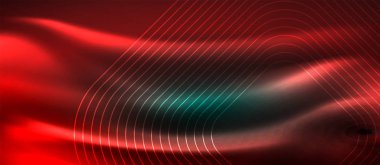 Neon parlayan elemanları, parlak hareket konsepti ile koyu arka plan