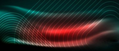 Neon parlayan elemanları, parlak hareket konsepti ile koyu arka plan