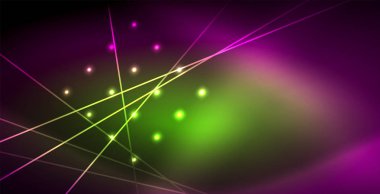 Neon parlayan çizgiler, sihirli enerji uzay ışığı konsepti, soyut arka plan duvar kağıdı tasarımı