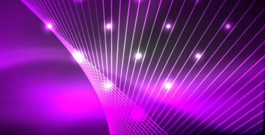 Neon parlayan çizgiler, sihirli enerji uzay ışığı konsepti, soyut arka plan duvar kağıdı tasarımı